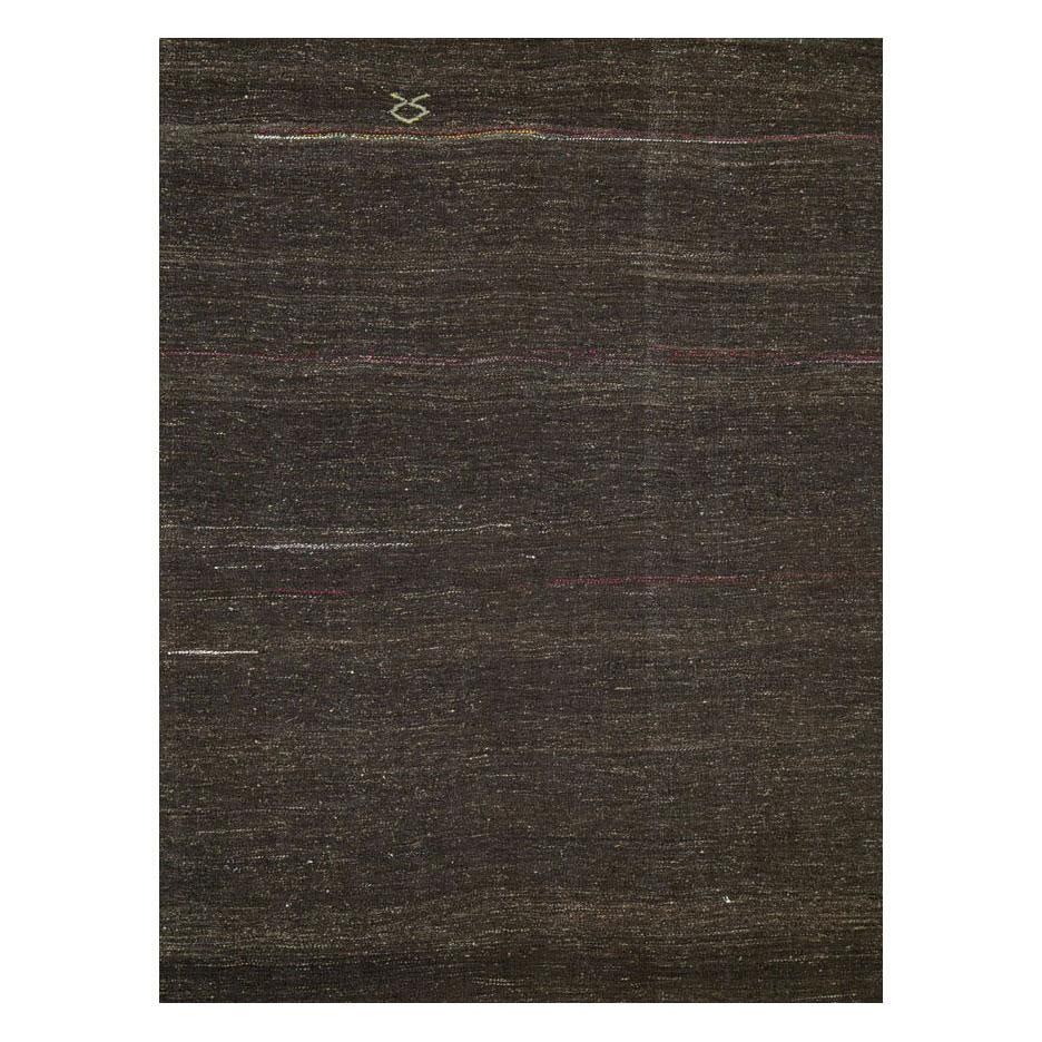 Galerie Shabab Collection Mid-20th Century Handmade Turkish Tribal Flat-Weave Accent Rug in Brown - 2