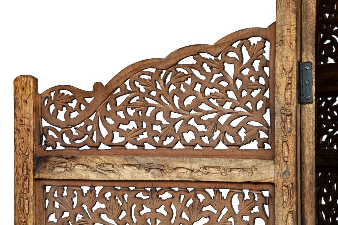 Vintage Handcrafted Wood Screen; Room Divider - 10