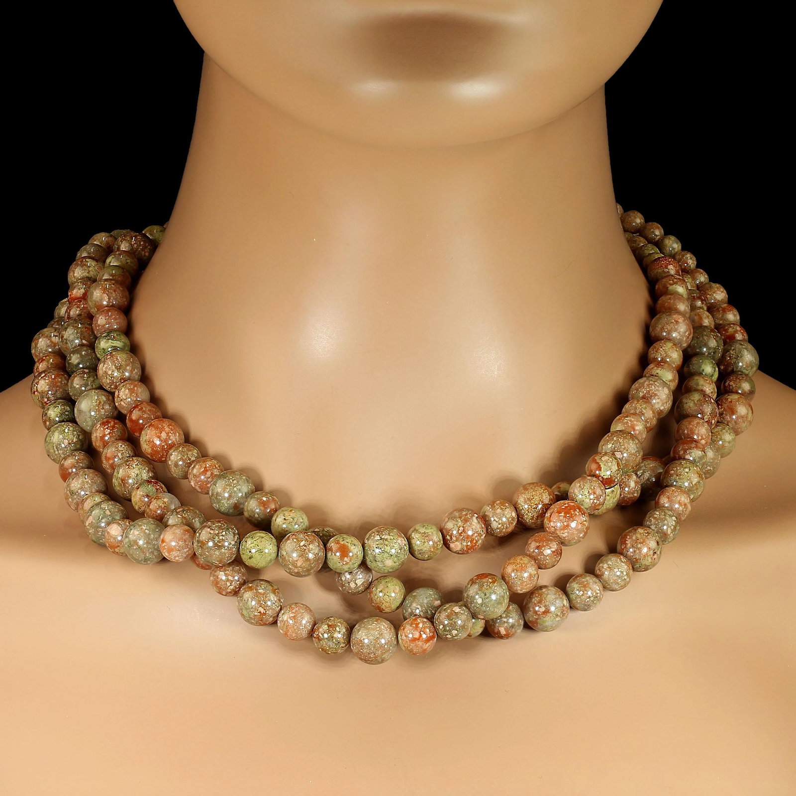 Ajd 19 Inch Mayflower Jasper 3 Stand Necklace - 2