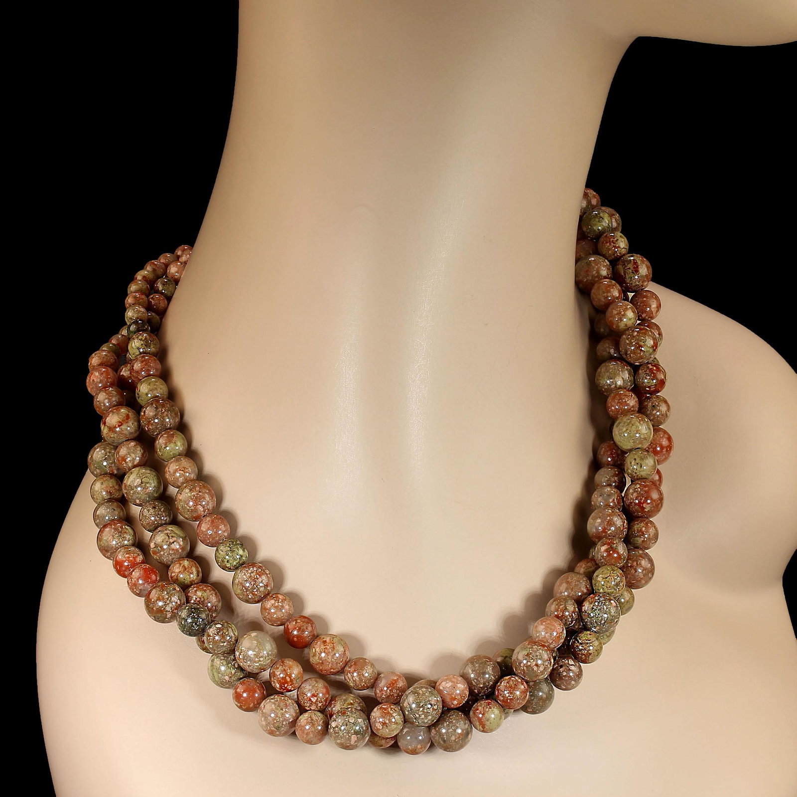 Ajd 19 Inch Mayflower Jasper 3 Stand Necklace - 3
