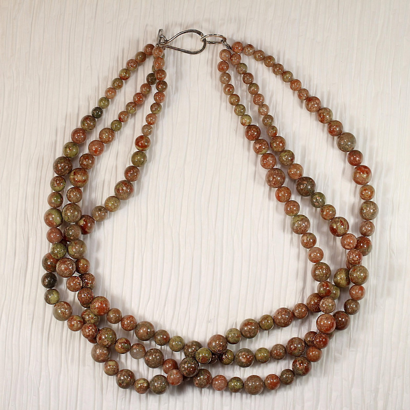 Ajd 19 Inch Mayflower Jasper 3 Stand Necklace - 6