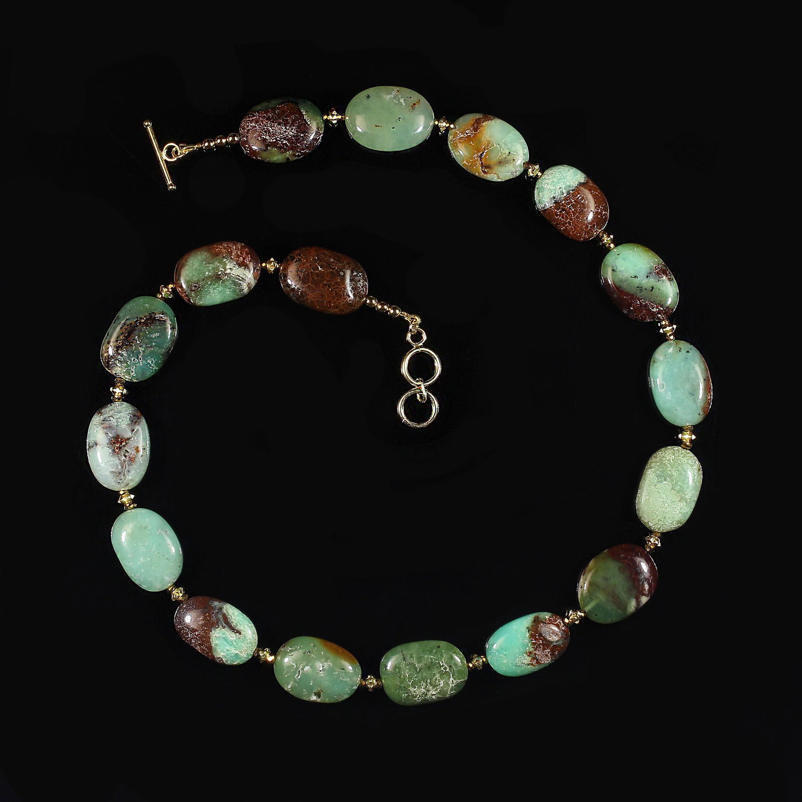 Ajd 19-Inch Chrysophrase Smooth Oval Tablet Necklace - 3