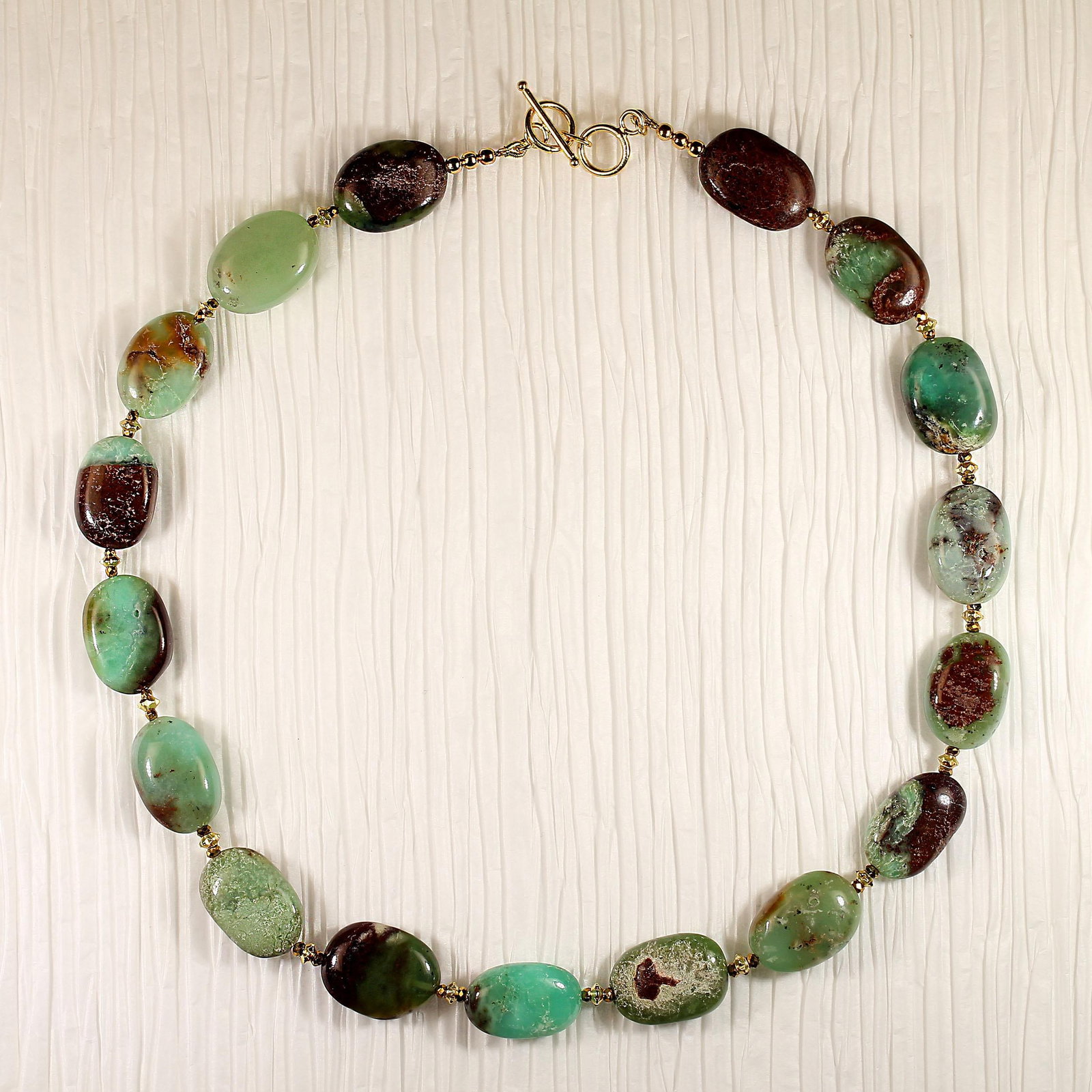 Ajd 19-Inch Chrysophrase Smooth Oval Tablet Necklace - 5