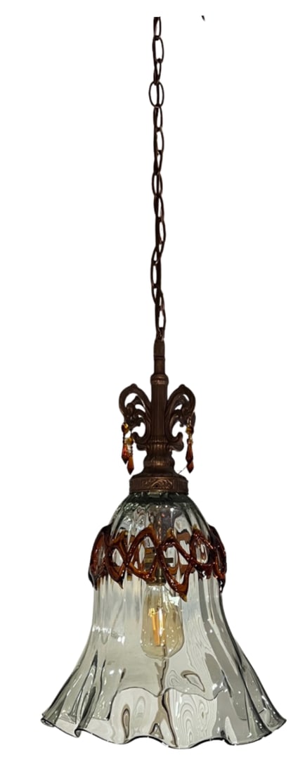 Art Glass Fazzolletto Transparent Amber Lattice Pendant Light - 3