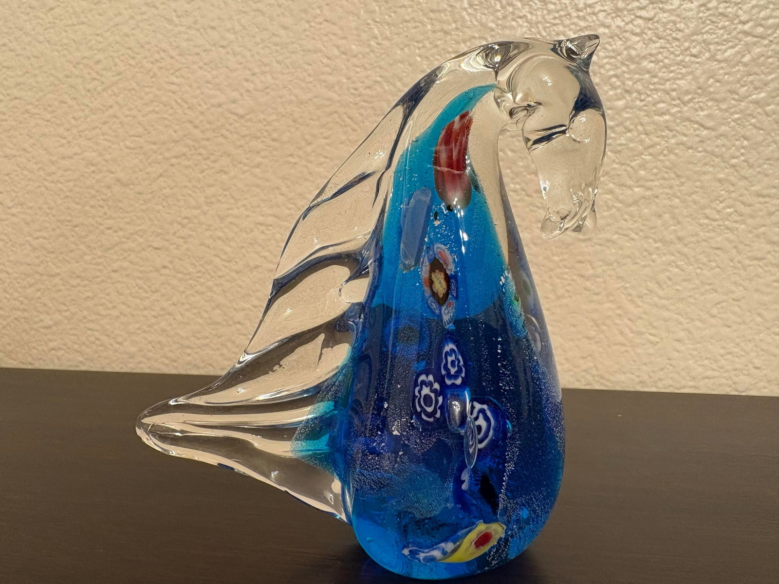 Murano Millefiori Hand Blown Glass Vintage Seahorse Sculpture - 2