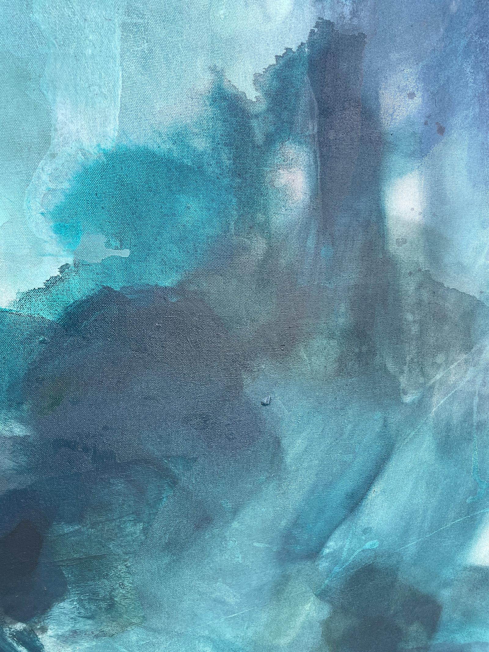 I Lose Myself Lyrical Abstract Painting in Moody Blues & Earthy Greens by Stacey Warnix - 10