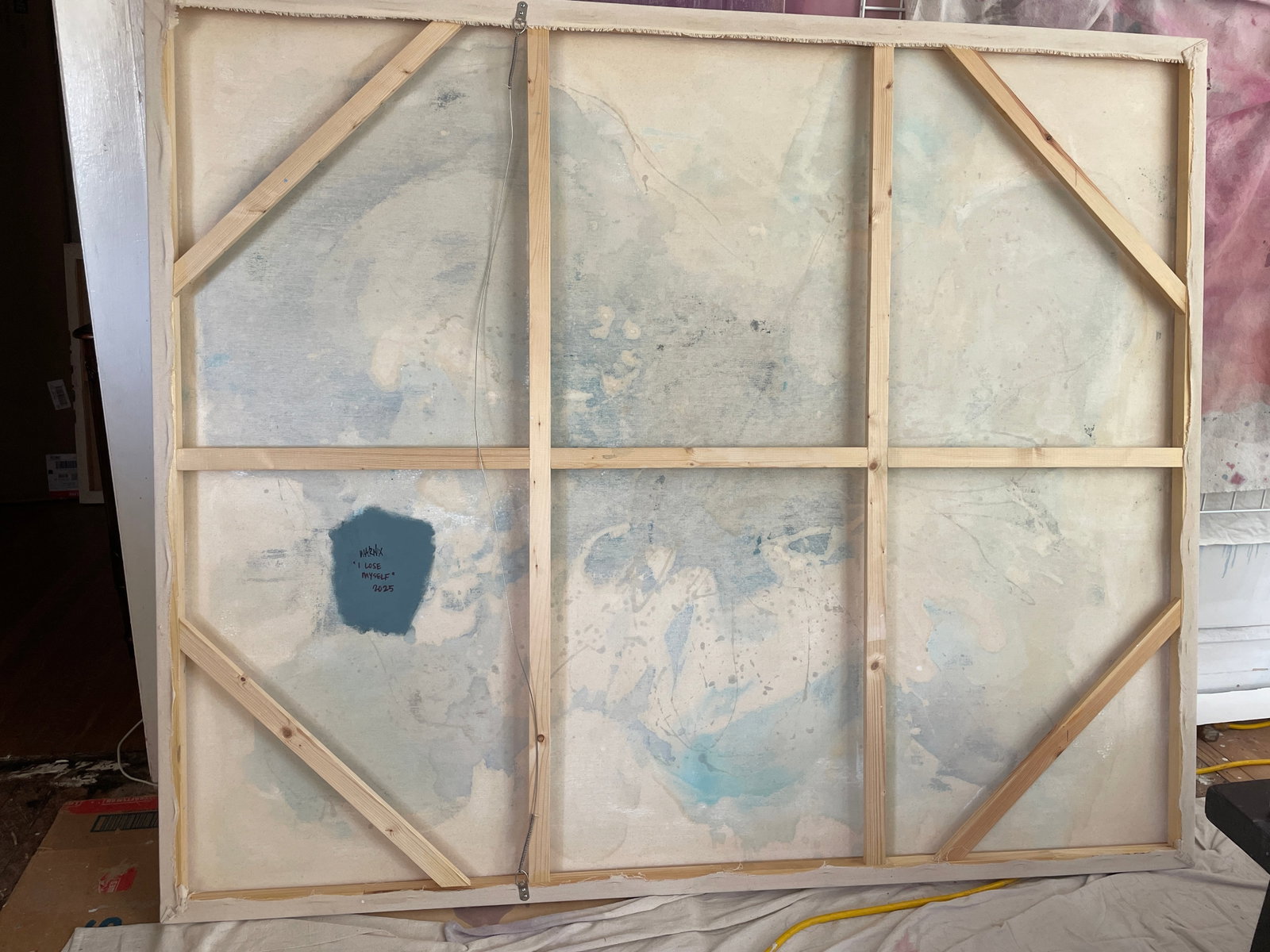 I Lose Myself Lyrical Abstract Painting in Moody Blues & Earthy Greens by Stacey Warnix - 14
