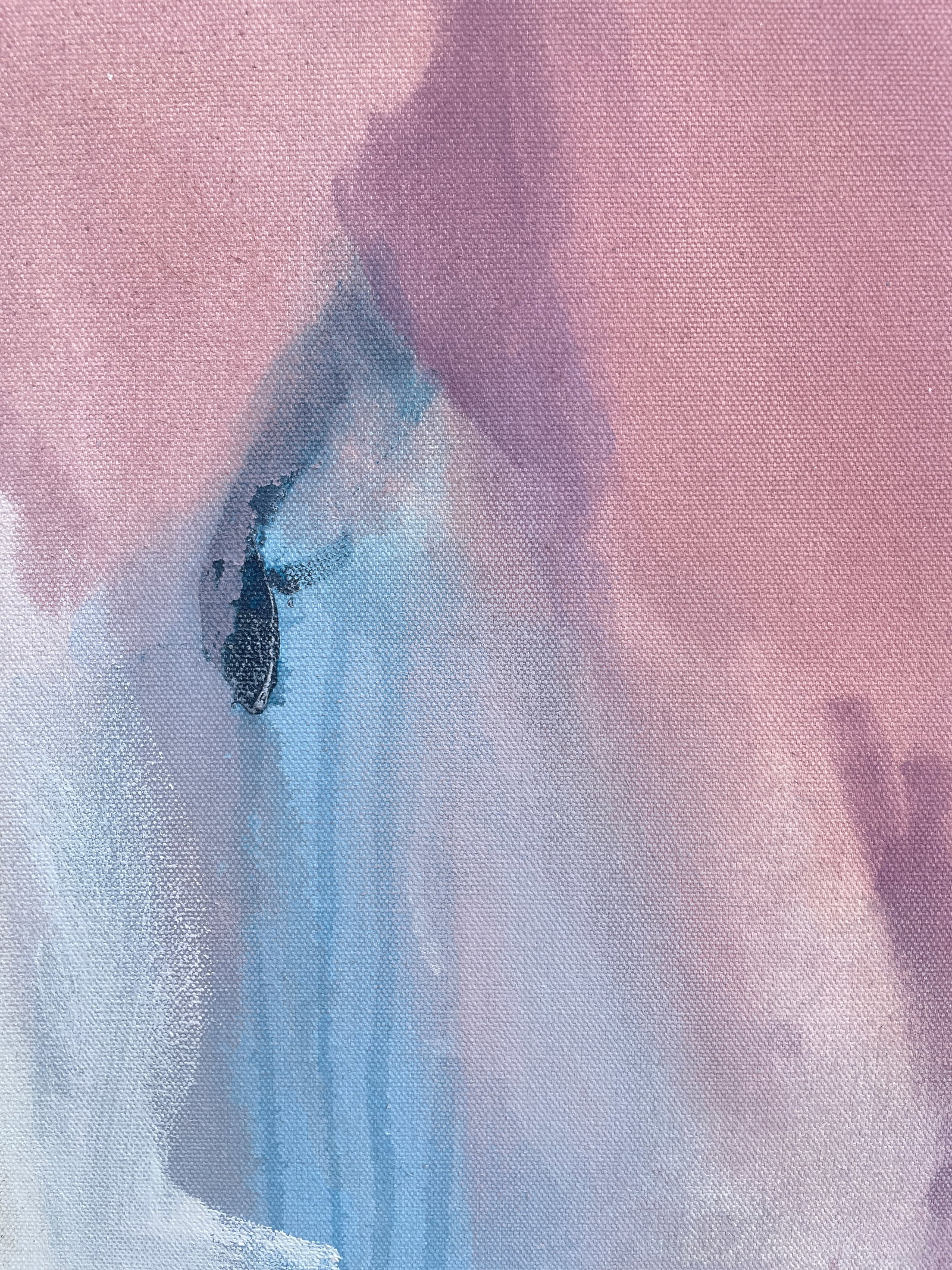 Half-Past Six Large Lyrical Abstraction Painting in Blush, Slate Blue & Deep Teal by Stacey Warnix - 7