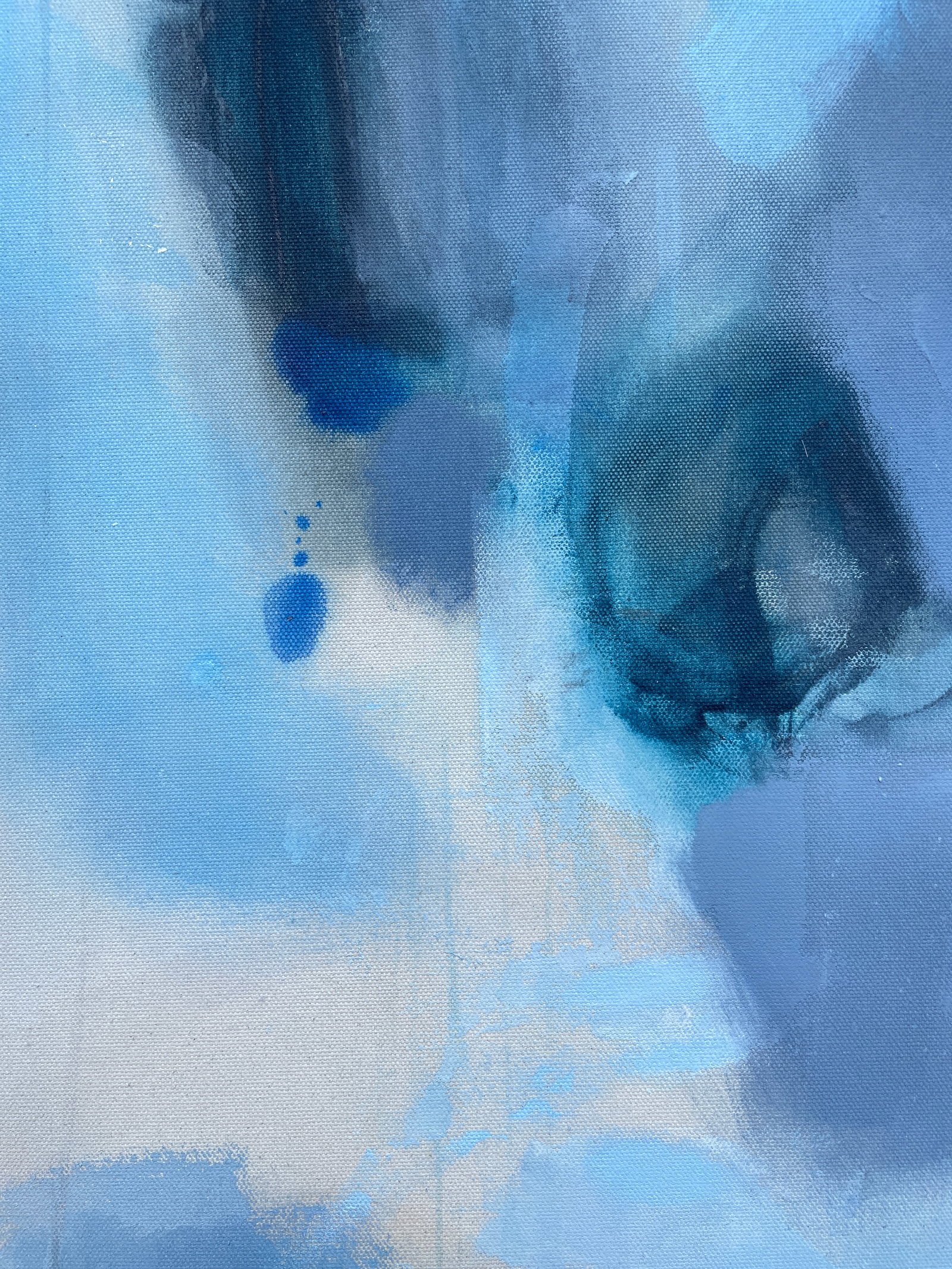 Echoes Along the Waterline Large Contemporary Blue Abstract Painting in Cerulean, Slate and Navy b - 6