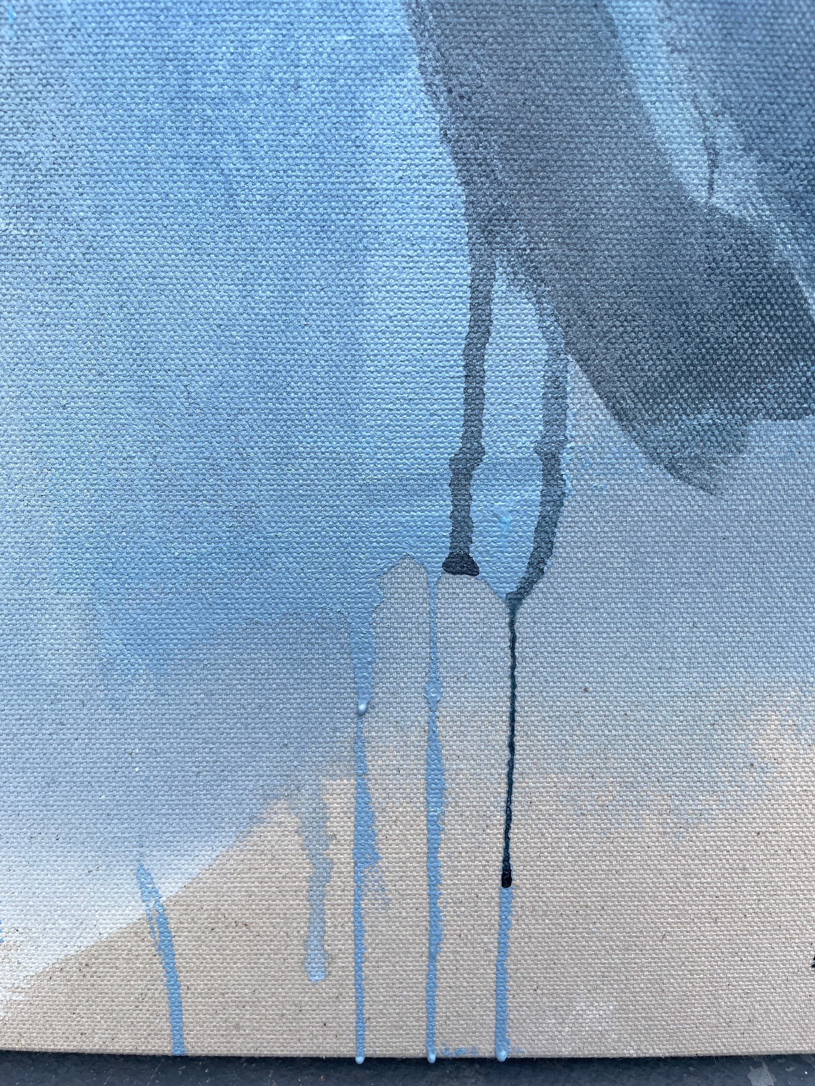 Echoes Along the Waterline Large Contemporary Blue Abstract Painting in Cerulean, Slate and Navy b - 8