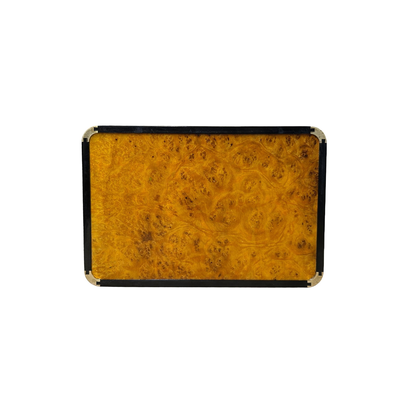 Chinoiseries Golden Brown Burl Rectangular Wood Accent Tray - 5
