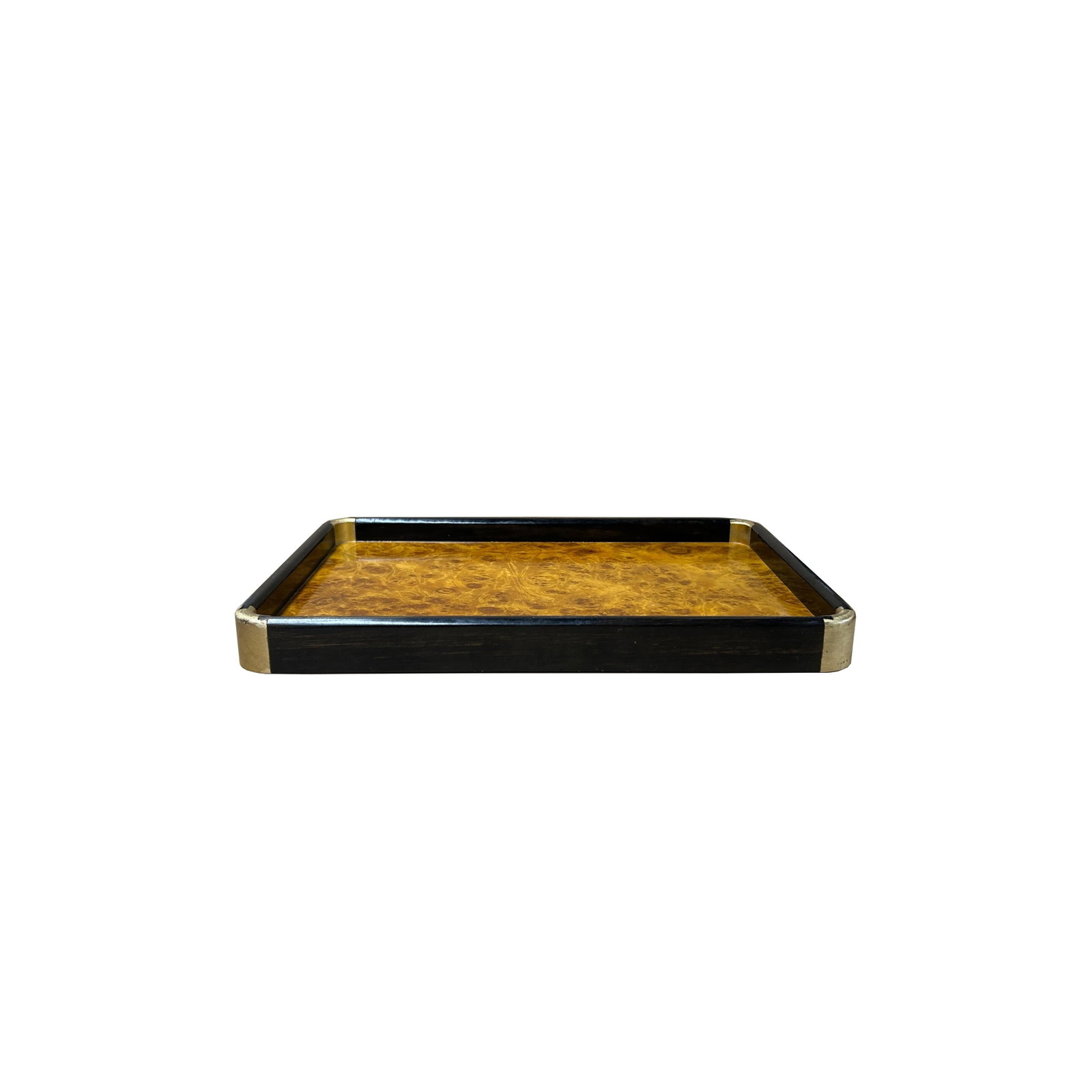 Chinoiseries Golden Brown Burl Rectangular Wood Accent Tray - 2