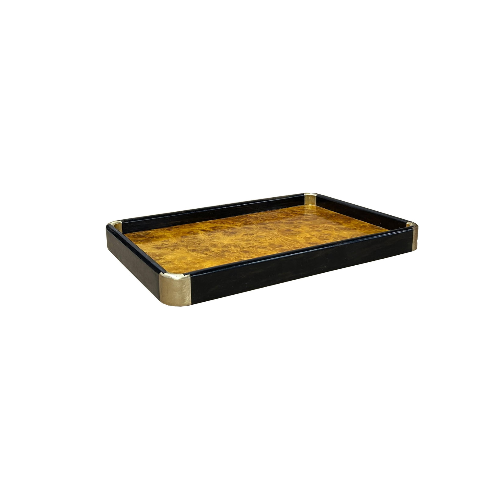 Chinoiseries Golden Brown Burl Rectangular Wood Accent Tray - 3