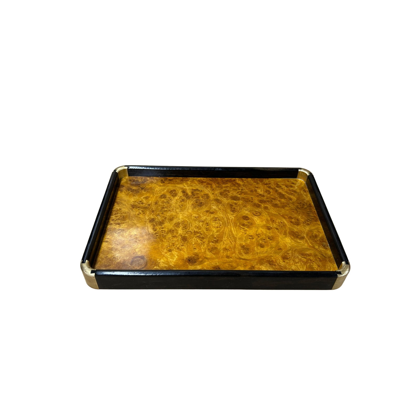 Chinoiseries Golden Brown Burl Rectangular Wood Accent Tray - 5