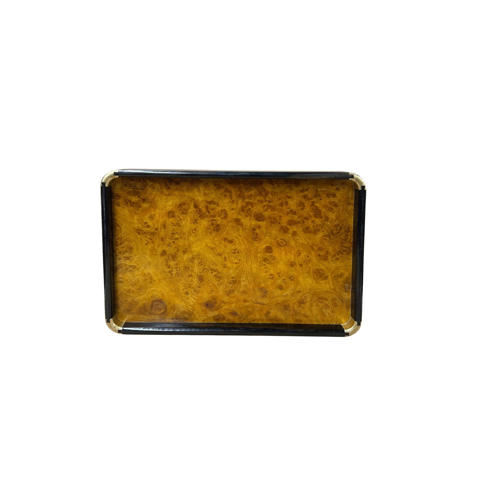Chinoiseries Golden Brown Burl Rectangular Wood Accent Tray - 6