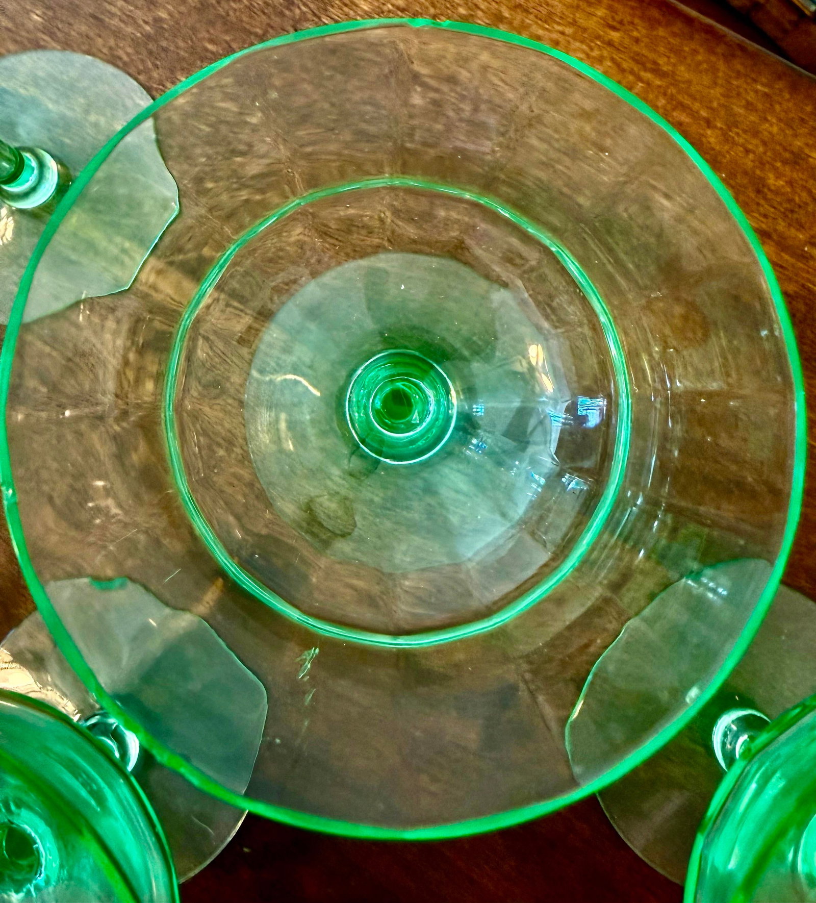 Early 20th Century Uranium Vaseline Glass Cambodia Stemware by Utility Glass Works - Set of 13 - 12