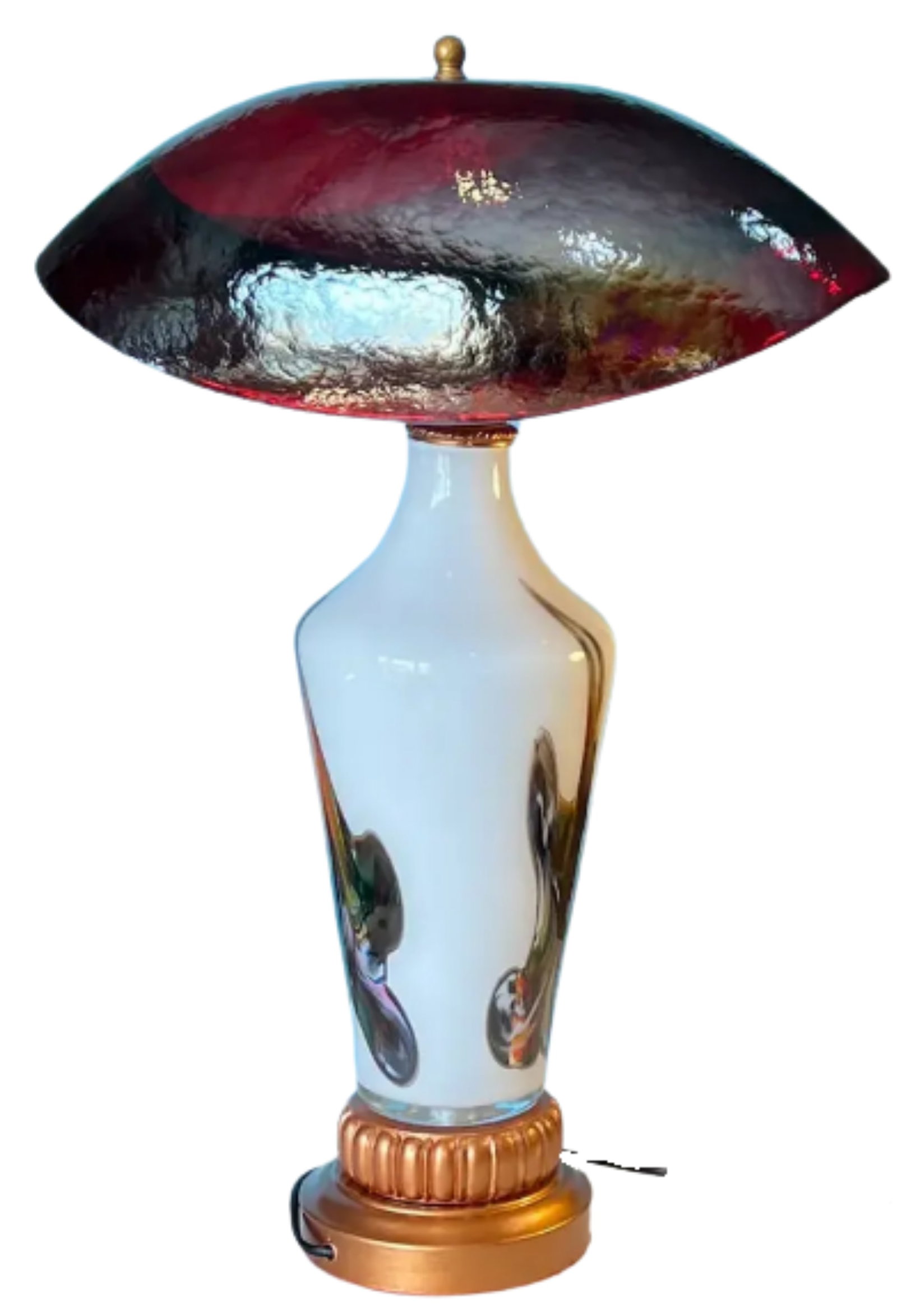 Murano Oval Art Glass Wine Colored Mushroom Abstract Table Lamp - 7
