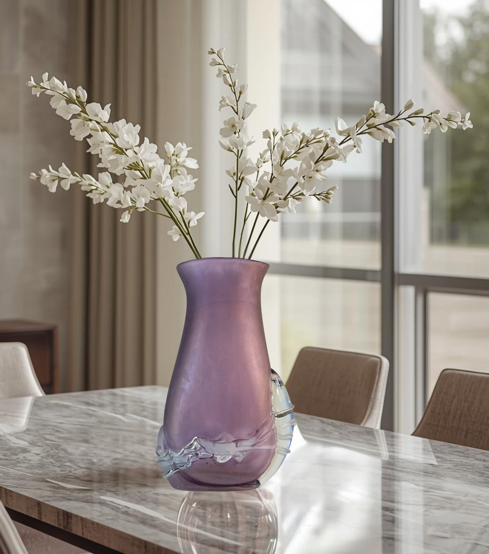 Art Glass Purple Vase Signed by Ion Tamaian - 16