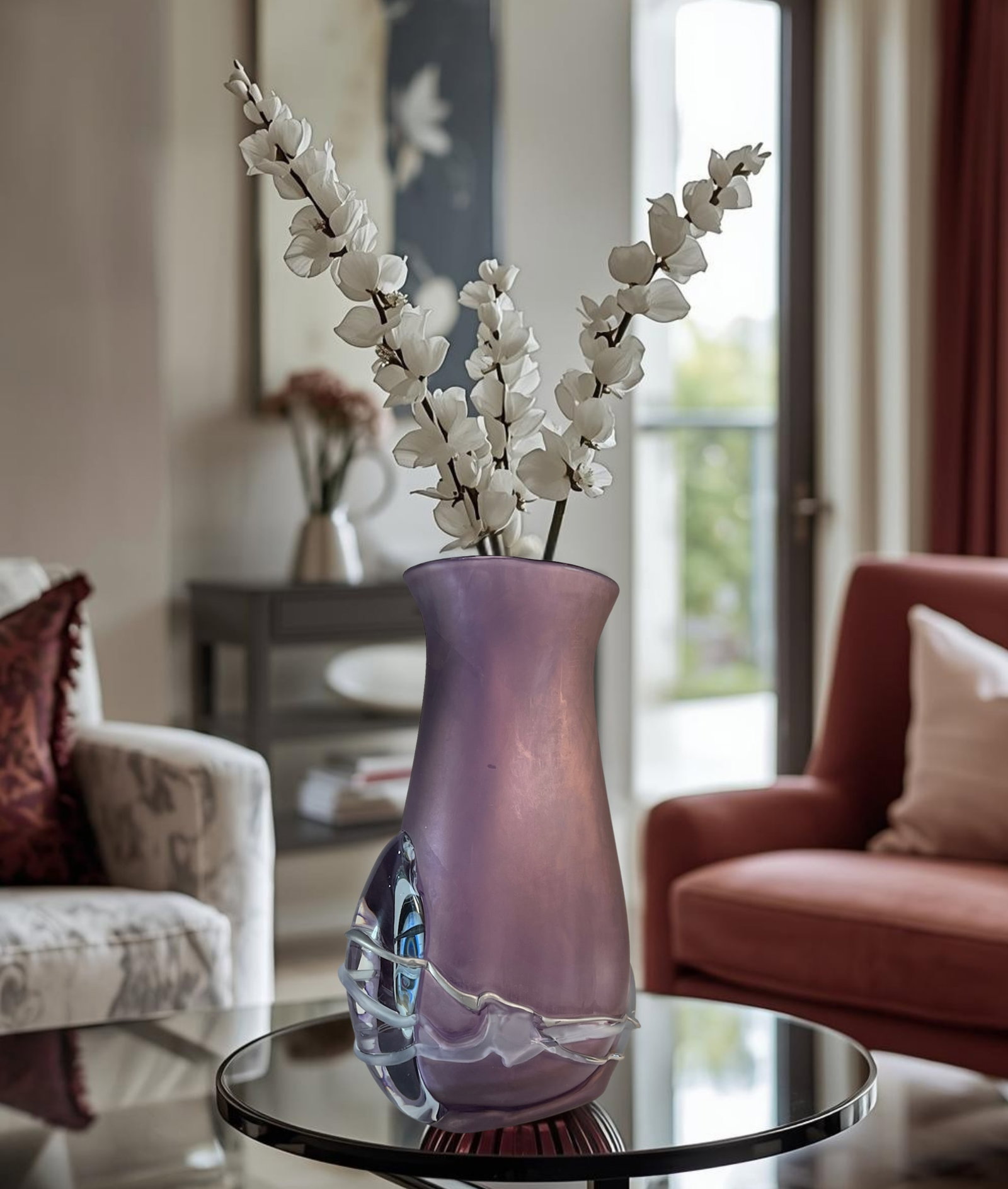 Art Glass Purple Vase Signed by Ion Tamaian - 9