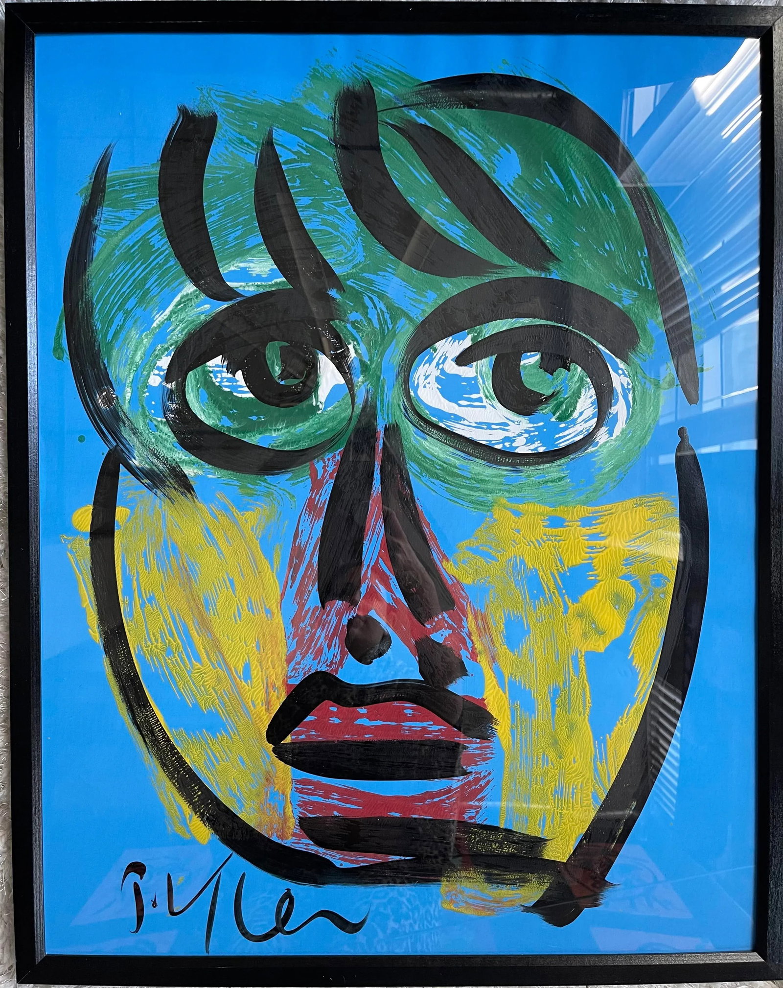 Contemporary Abstract Face Portrait Painting by Peter Keil, Framed - 4