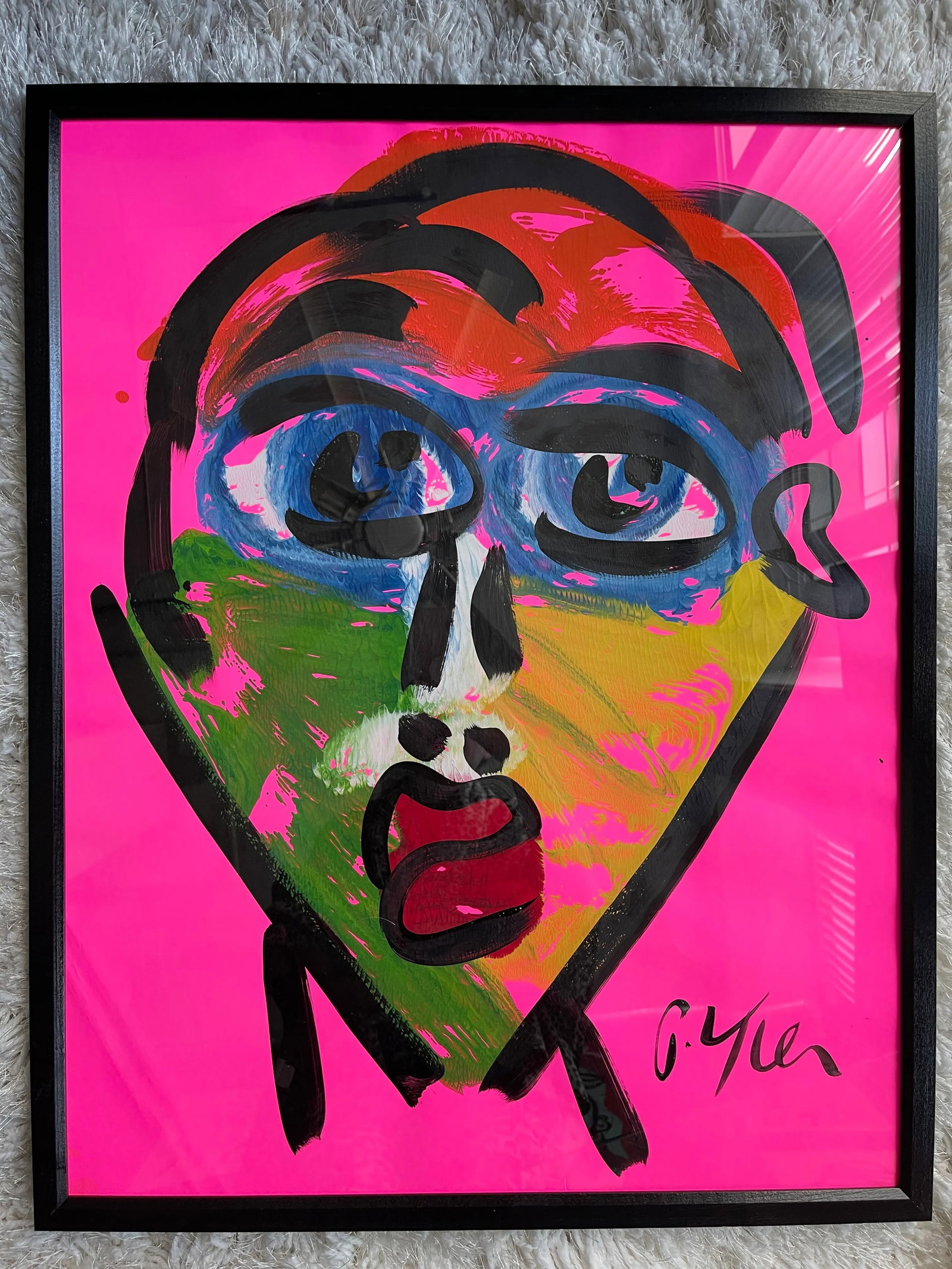 Contemporary Abstract Face Portrait Acrylic Painting by Peter Keil, Framed - 5
