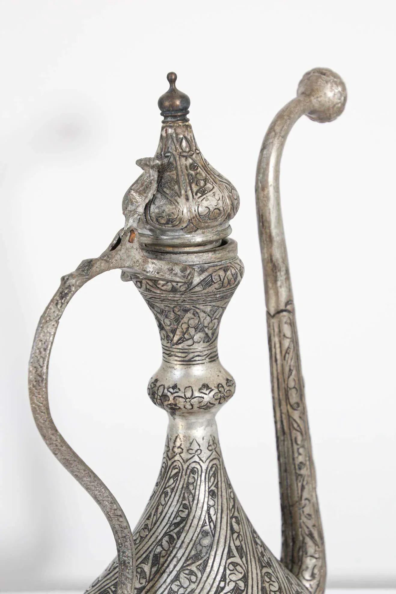 Middle Eastern Islamic Turkish Ottoman Tinned Copper Ewer - 2