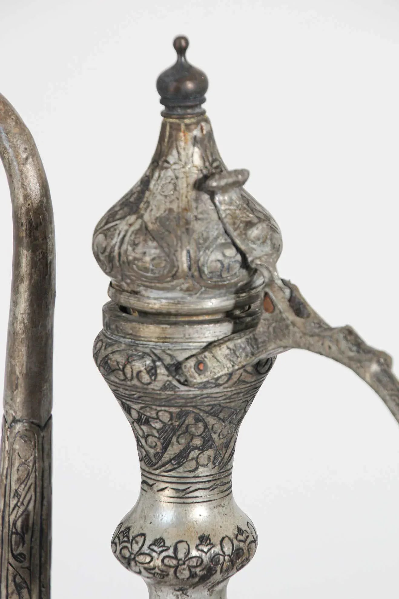 Middle Eastern Islamic Turkish Ottoman Tinned Copper Ewer - 4