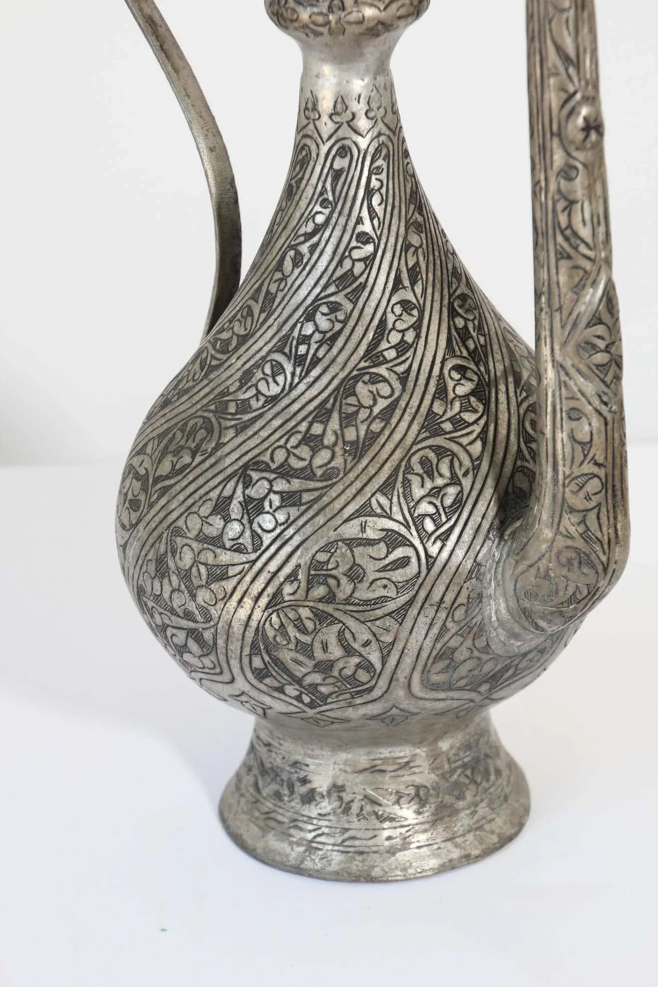 Middle Eastern Islamic Turkish Ottoman Tinned Copper Ewer - 6