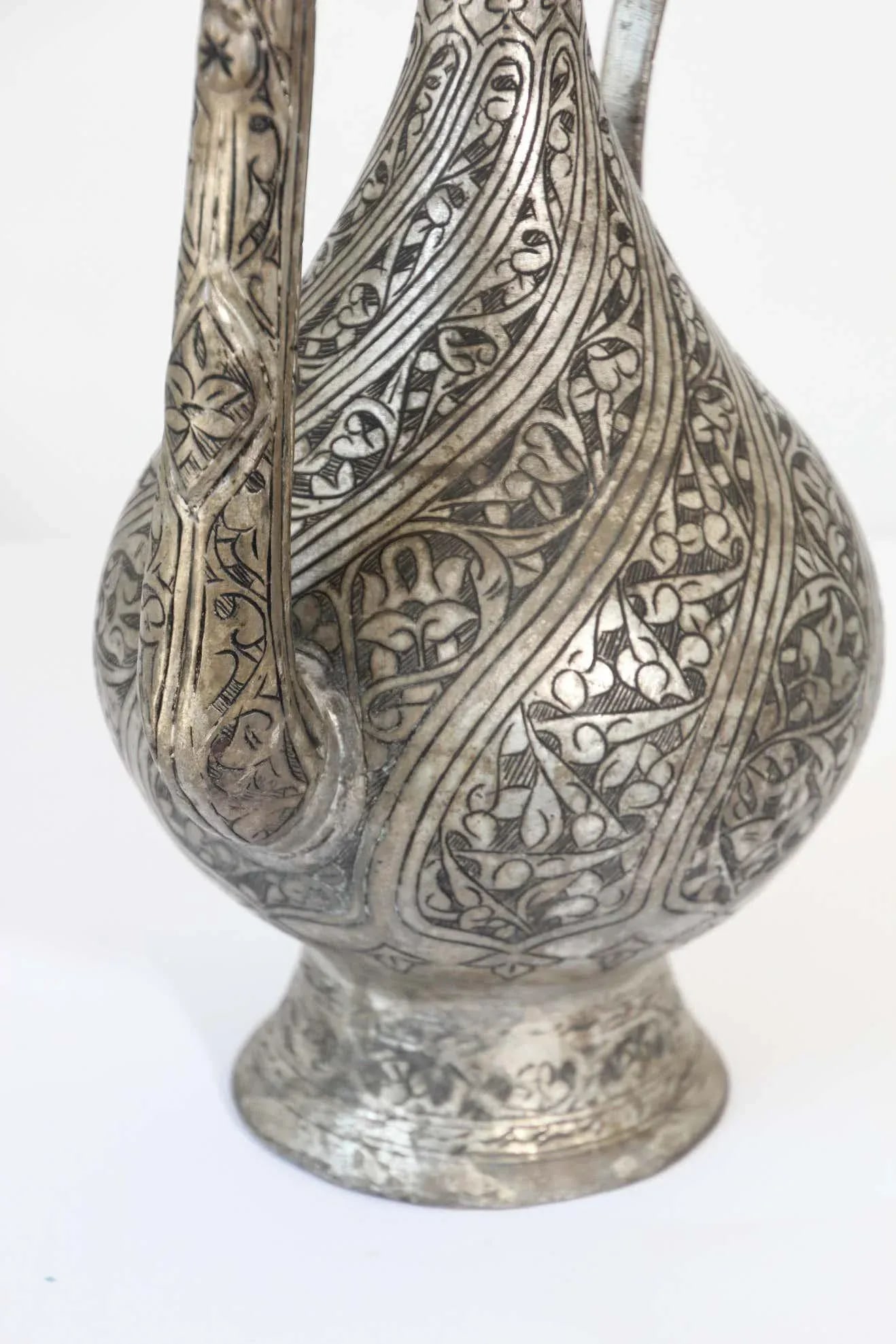 Middle Eastern Islamic Turkish Ottoman Tinned Copper Ewer - 8