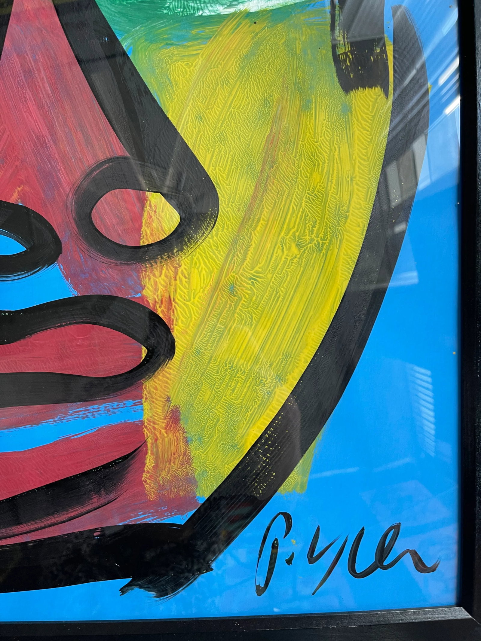 Contemporary Abstract Face Portrait Acrylic Painting by Peter Keil, Framed - 3