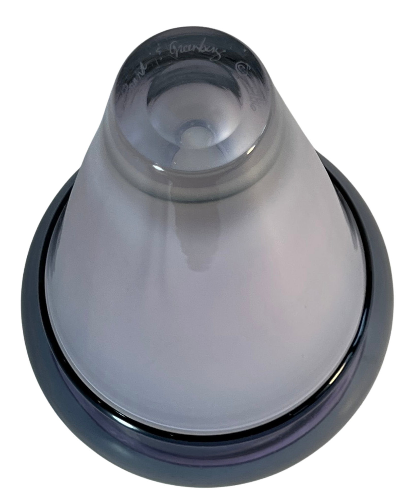 Art Glass Lavender Gray Cone Shaped Vase Brand & Greenberg 1986 - 3