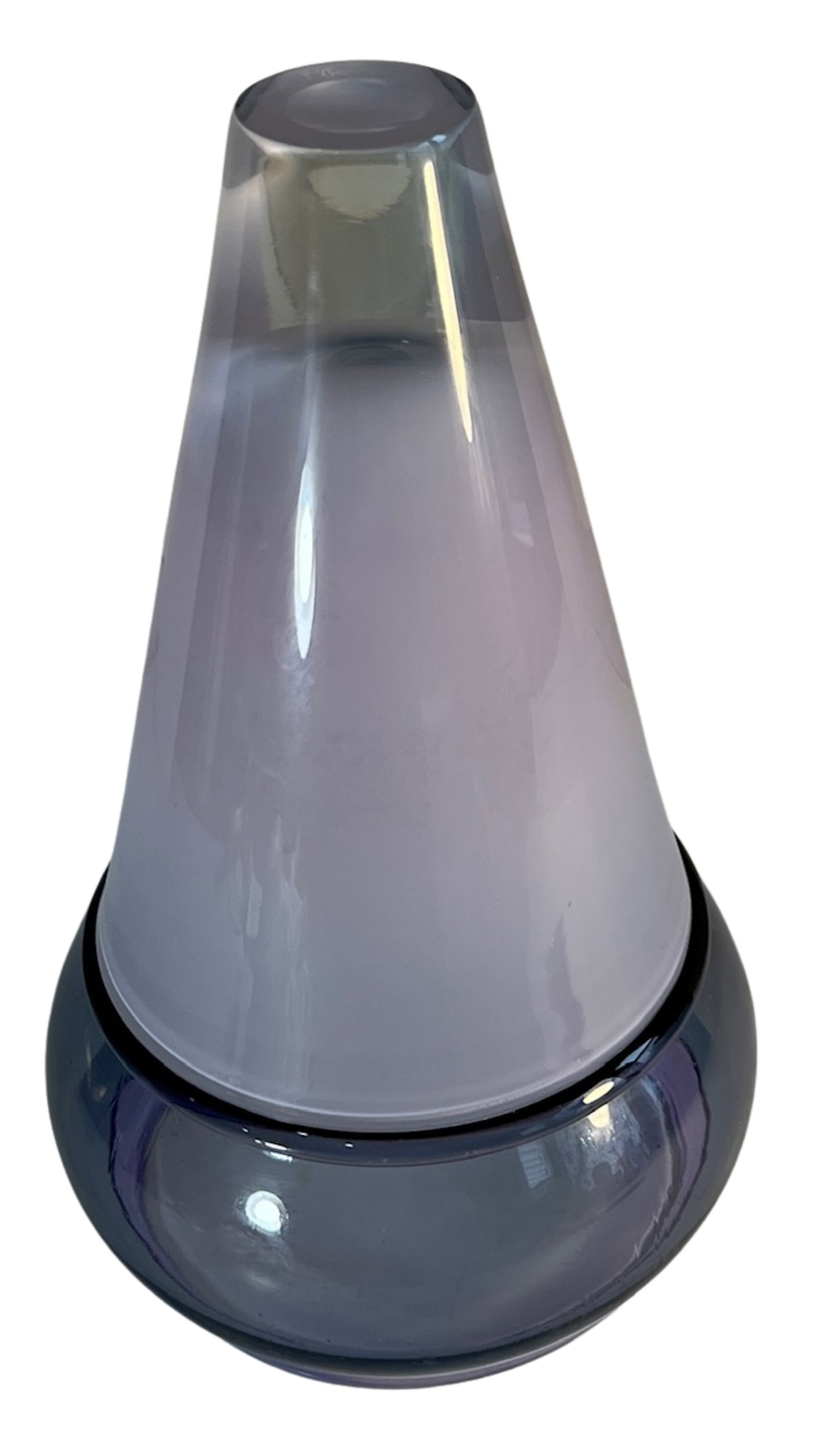 Art Glass Lavender Gray Cone Shaped Vase Brand & Greenberg 1986 - 6