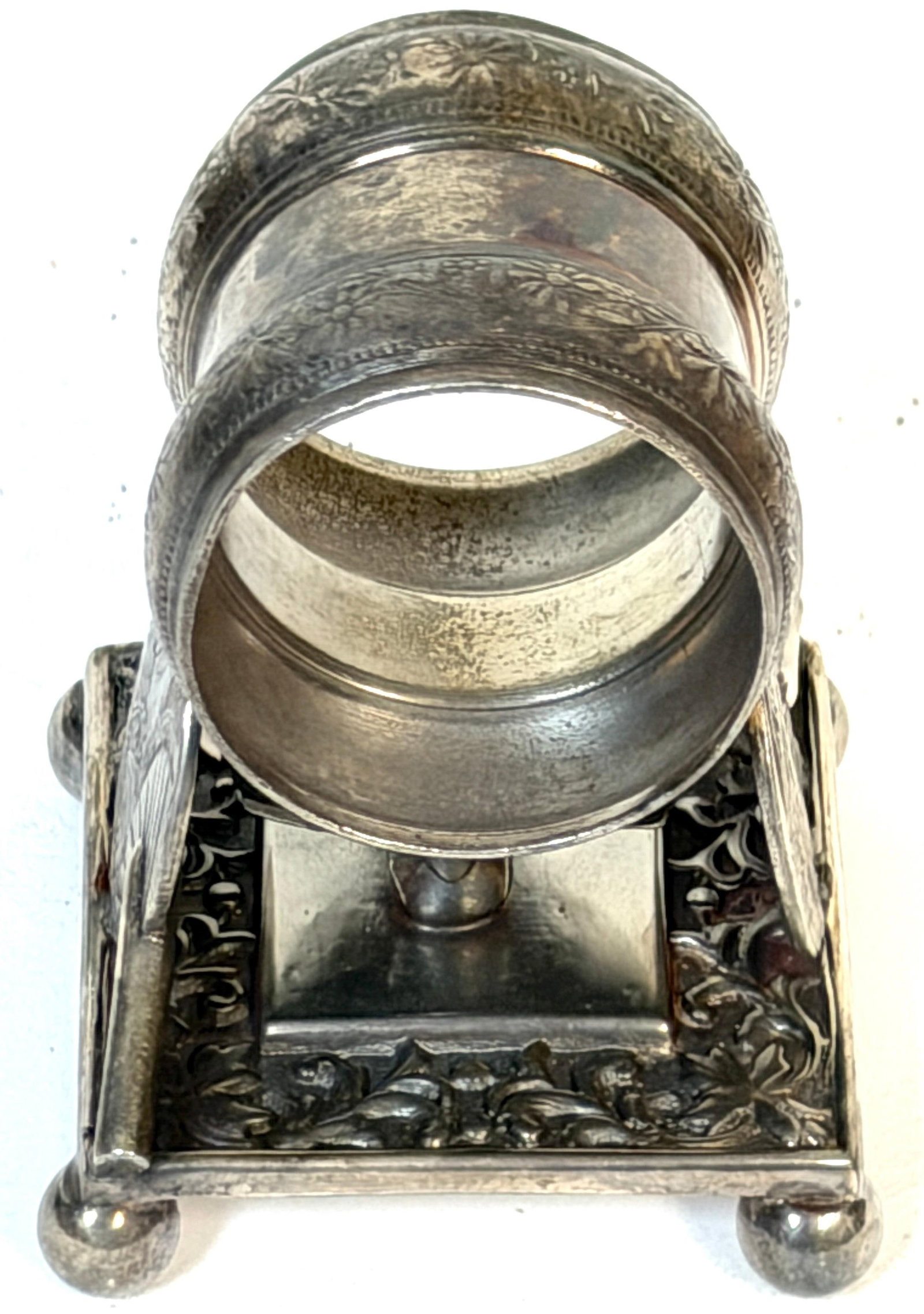 American Japonisme Twin Fan Figural Napkin Ring by Meriden, Circa 1880 - 4