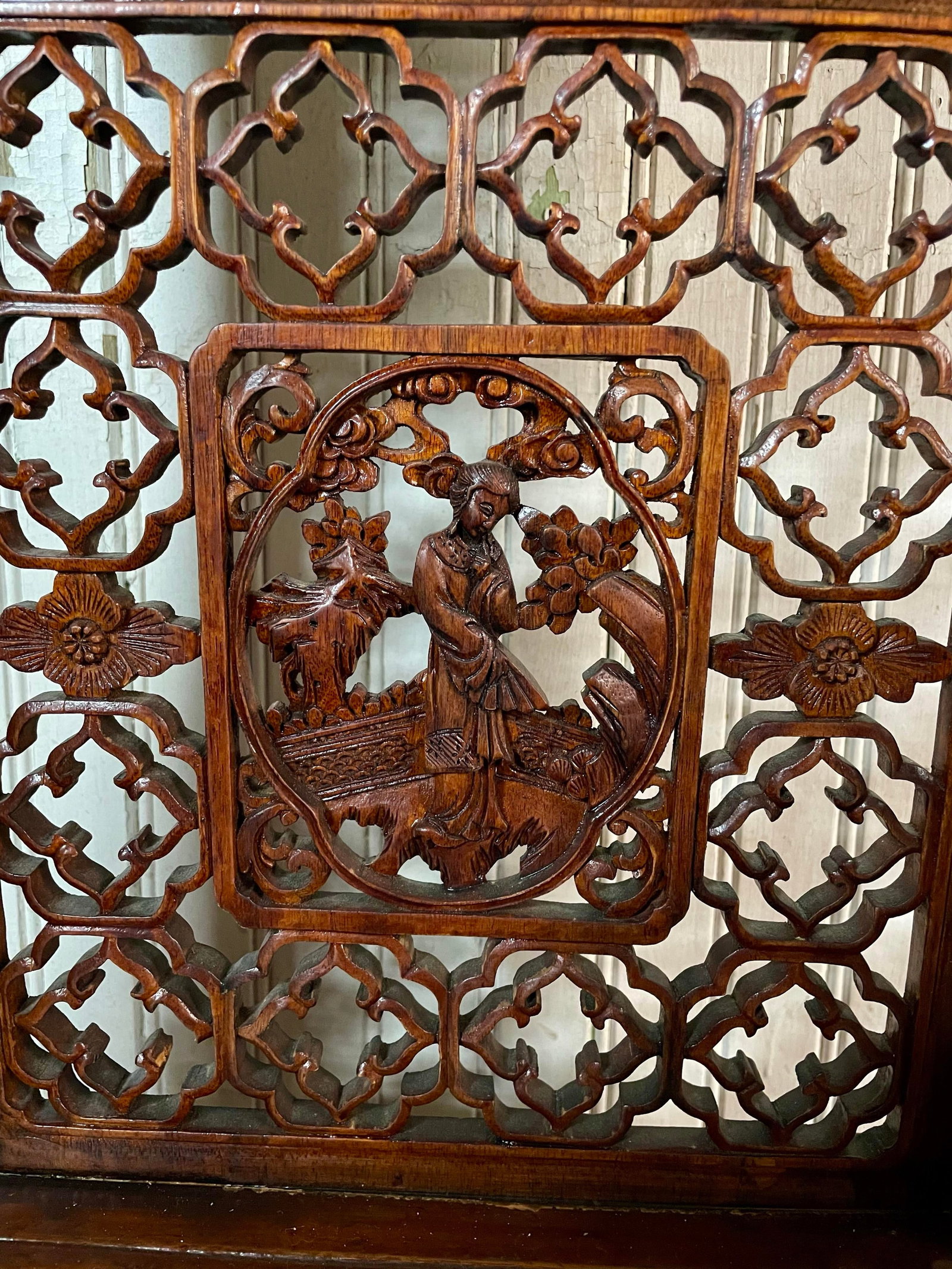 Antique Asian Chinese Style Carved Hexagonal Petit Delicate Small Chair W/Arms - 6