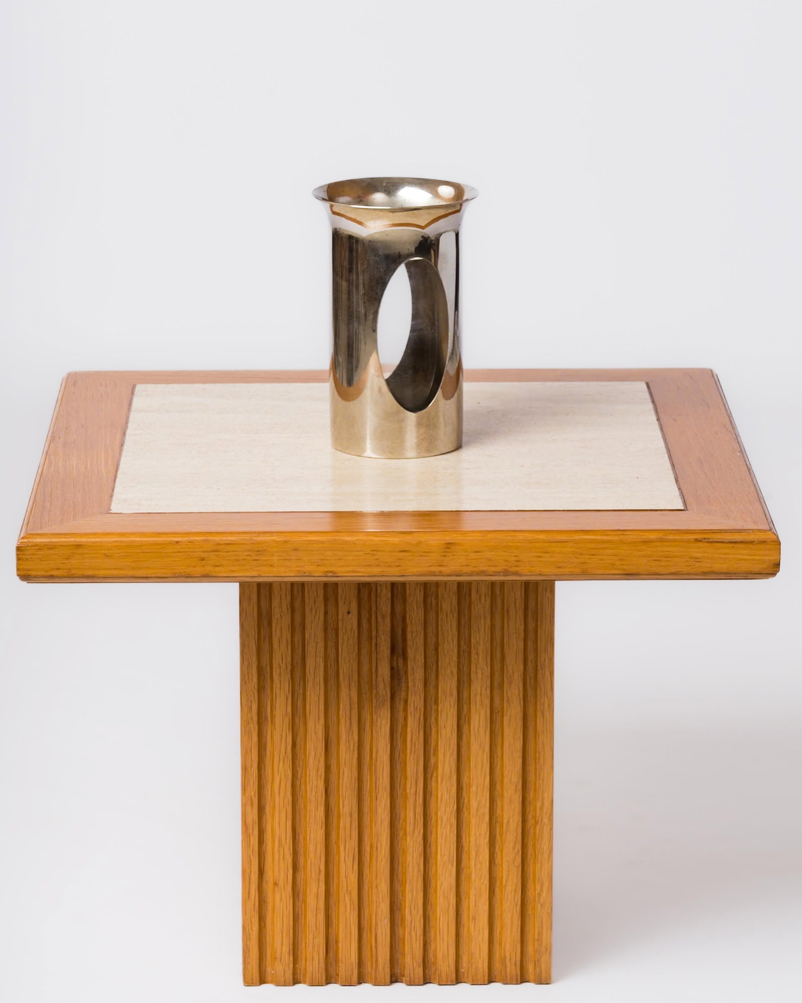 Philippe Barbier Chrome-Plated Brass & Glass Photophore Candleholder or Vase - 4