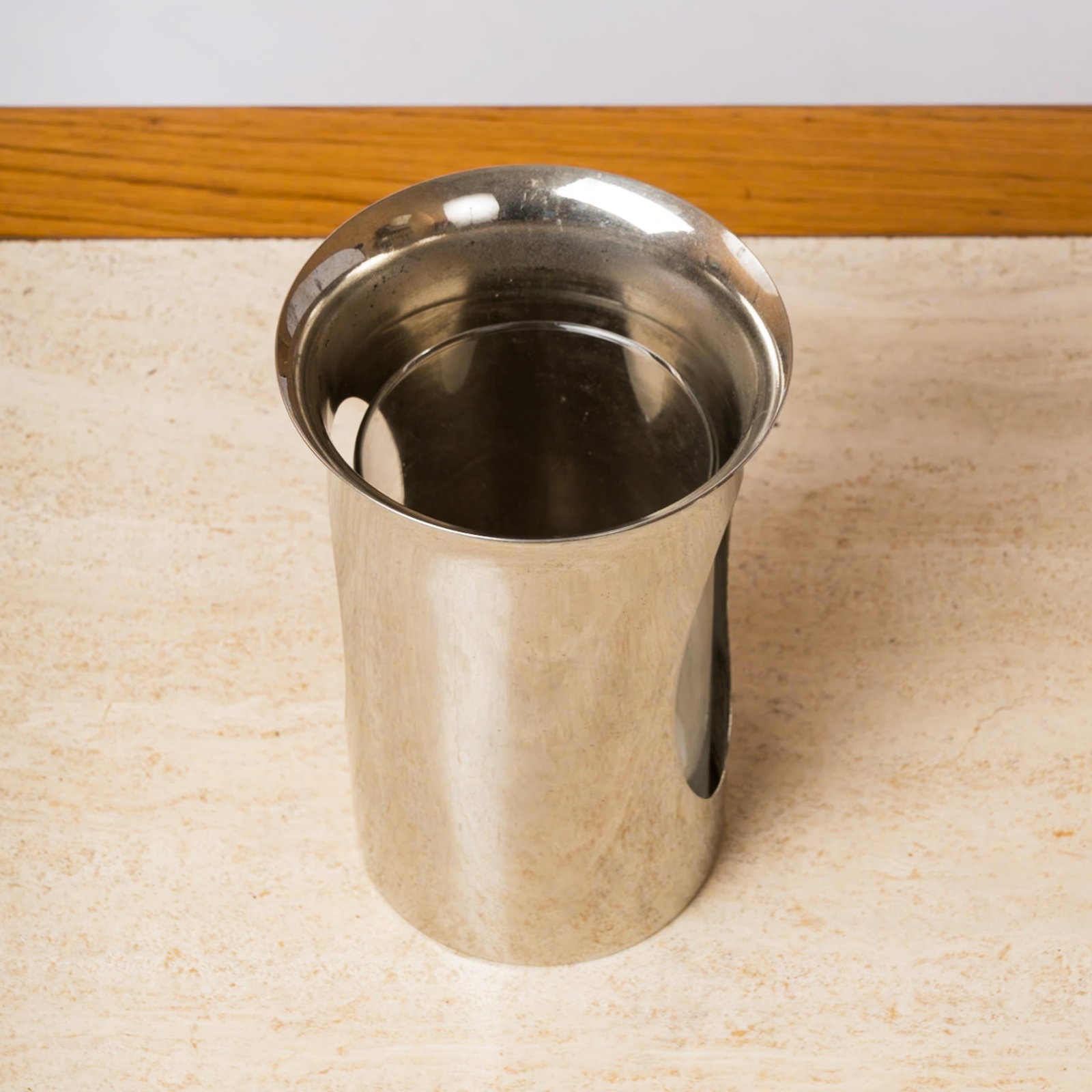 Philippe Barbier Chrome-Plated Brass & Glass Photophore Candleholder or Vase - 5