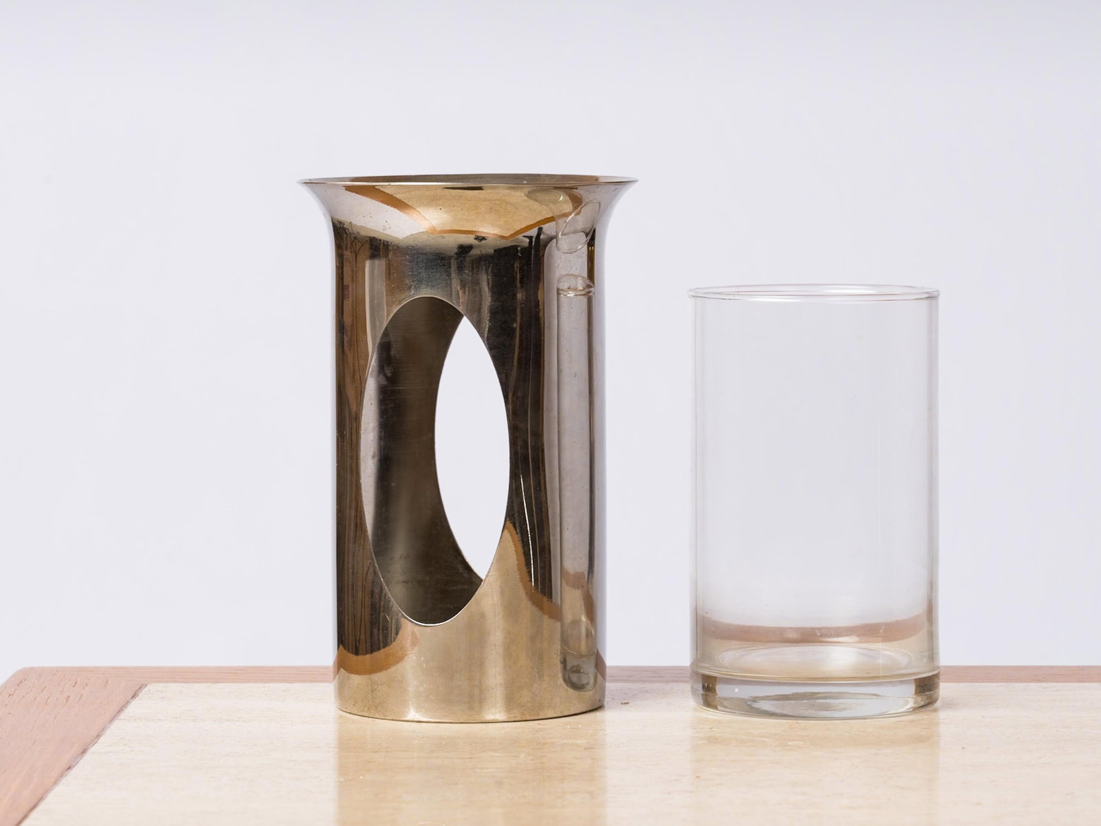 Philippe Barbier Chrome-Plated Brass & Glass Photophore Candleholder or Vase - 8