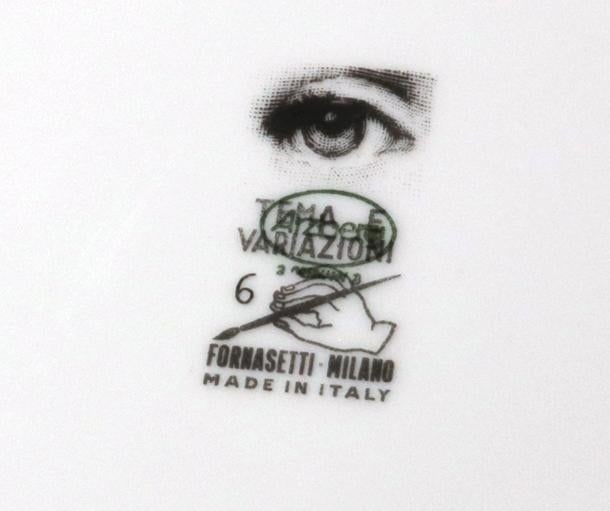 Fornasetti Porcelain Themes & Variation Plate, Pattern Number 6 - 7