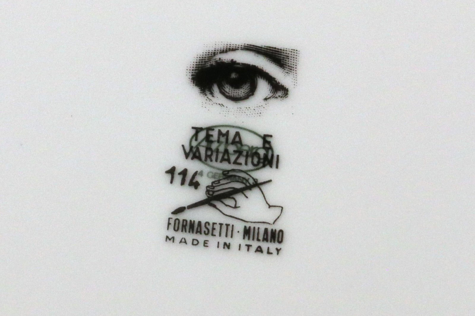 Fornasetti Porcelain Themes & Variation Plate, Number 114 - 7