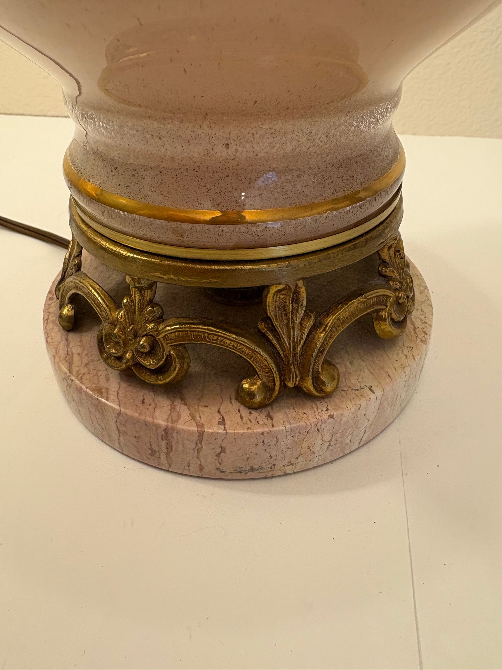 1950s Hollywood Regency Brass, Glass and Marble 3-Way Lamps - a Pair - 3