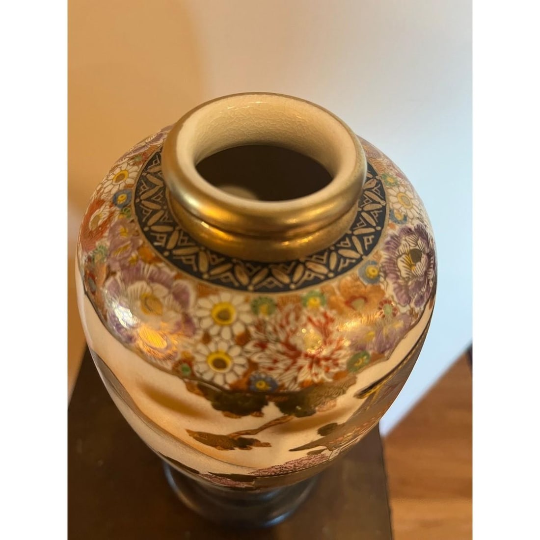 Antique Japanese Satsuma Vase Meiji Koshida Signed Shimazu Crest Pagoda 10" - 7