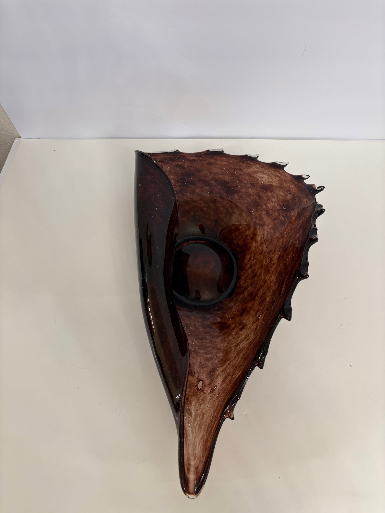 Murano Vintage Style Hand Blown Glass Brown Conch Sculpture - 4