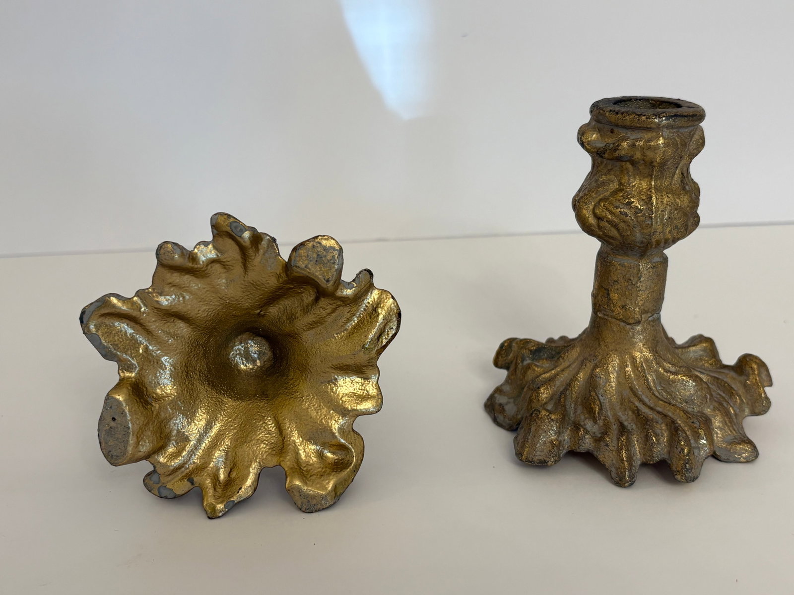 Heavy Brass French Rococo Candle Holders, Circa 1910-1915 - 3