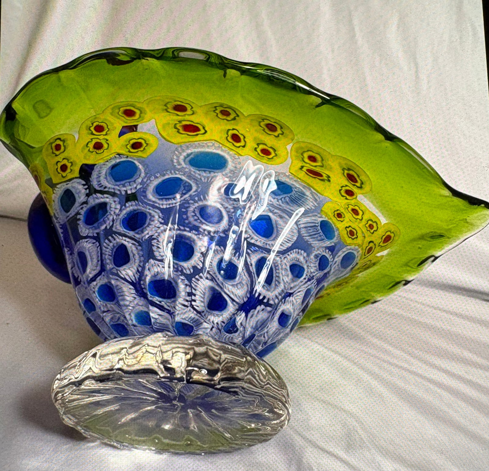 Murano Millefiori Vintage Hand Blown Glass Multi Colored Peacock - 5