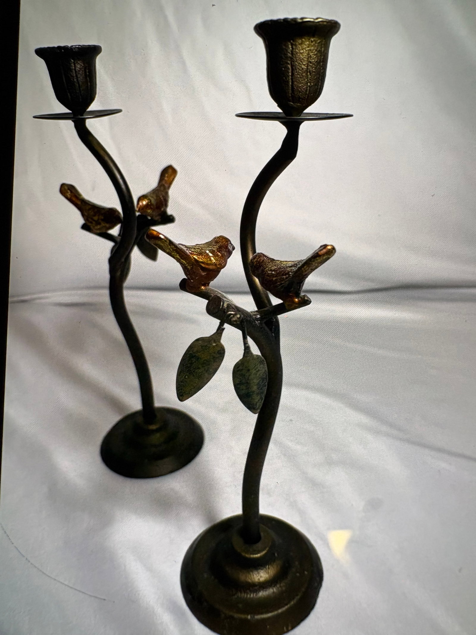 Jere Style Vintage Cast Iron Candle Holders - A Pair - 5