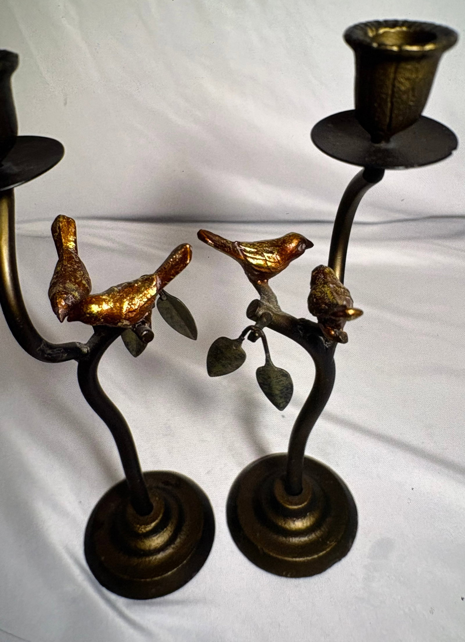 Jere Style Vintage Cast Iron Candle Holders - A Pair - 6