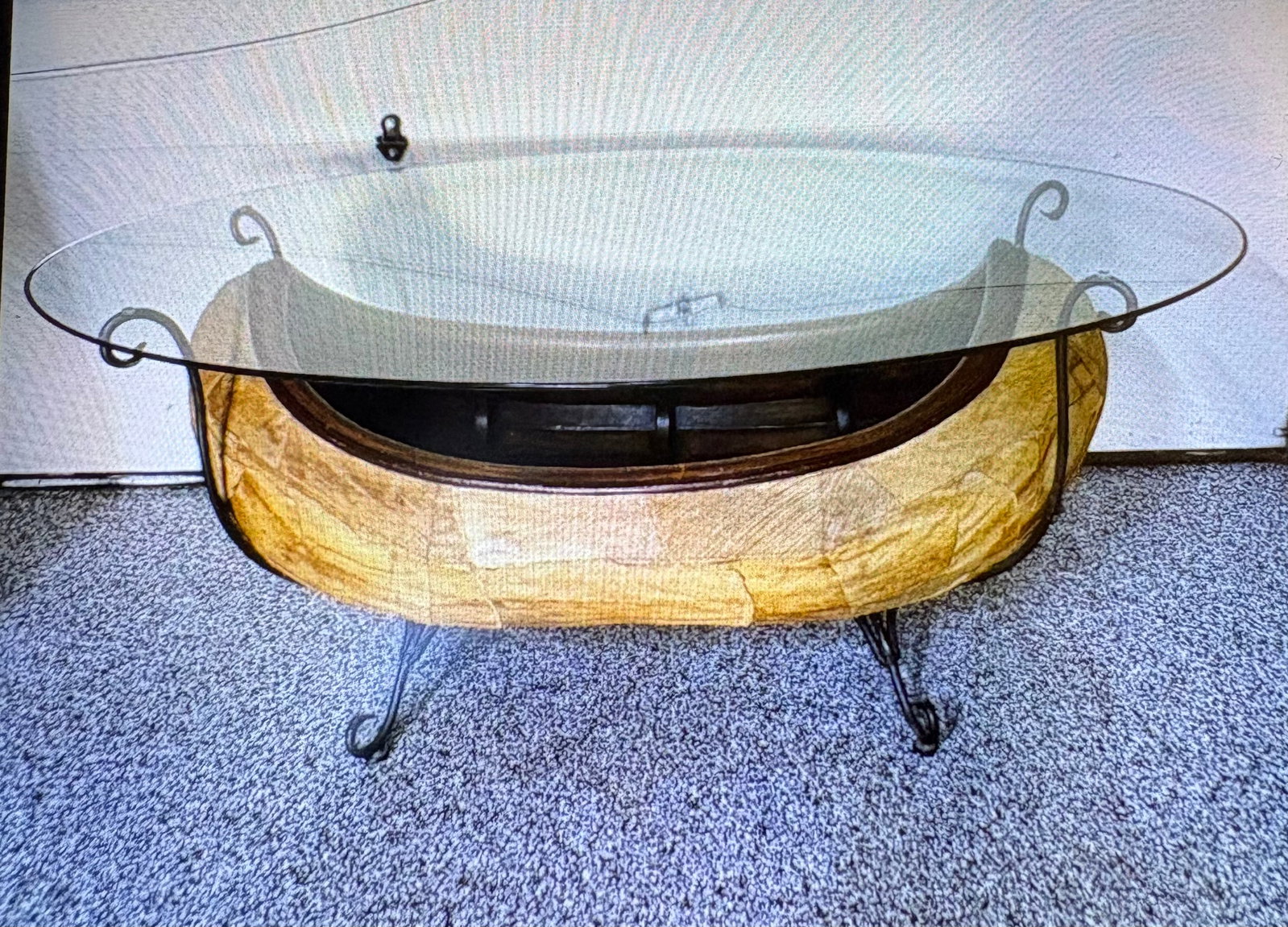 Vintage Rustic Birch Bark Canoe Coffee Table - 2