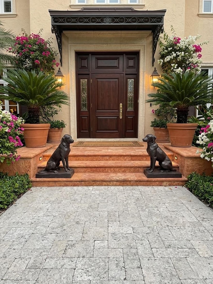 Pair of Vintage Cast Iron Seated Hound Statues - 6