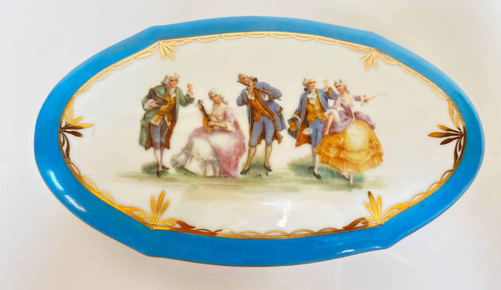 Limoges Porcelain Romantic Scene Box, Sevres Style, William Guerin & Co., France - 2