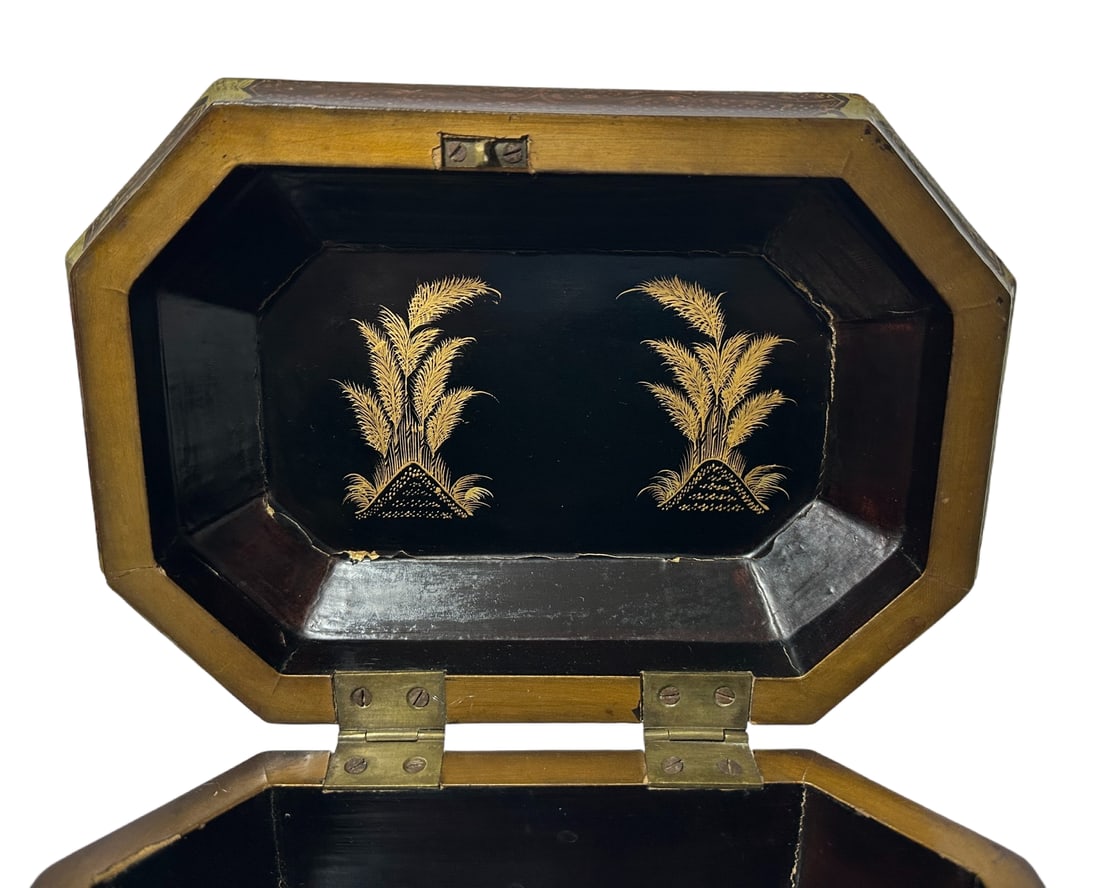 Antique Louis XV Chinese Gilt Lacquerware Tea Caddy Box W/Carved Dragon Feet - 10